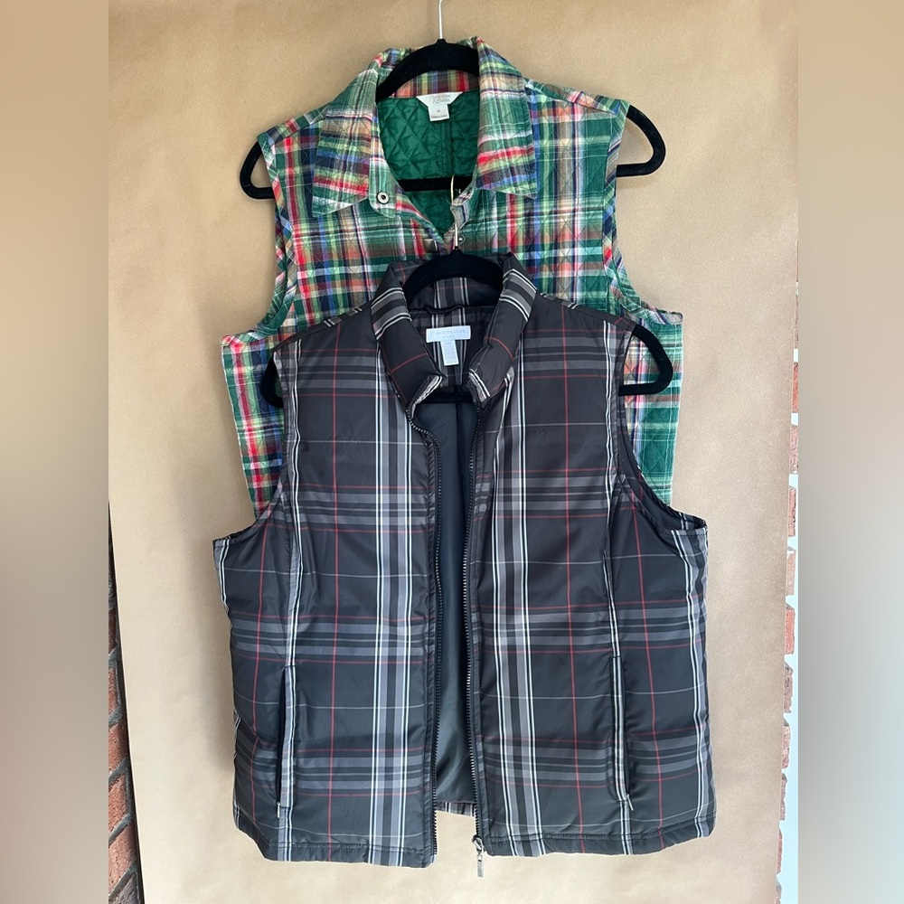 Christopher and Banks
Charter Club plaid vests 2 4 1 size M
Puffer Cottagecore